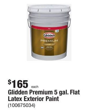 The Home Depot Glidden premium 5 gal. flat latex exterior paint offer