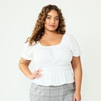 Kohl's Juniors' plus size so® short sleeve puff cinch top offer
