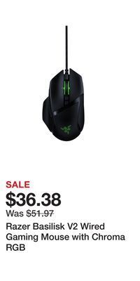 Game Stop Razer basilisk v2 wired gaming mouse with chroma rgb offer