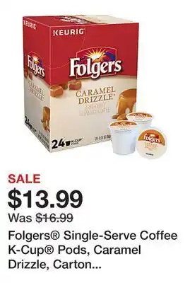 Office Depot Folgers® single-serve coffee k-cup® pods, caramel drizzle, carton of 24 offer