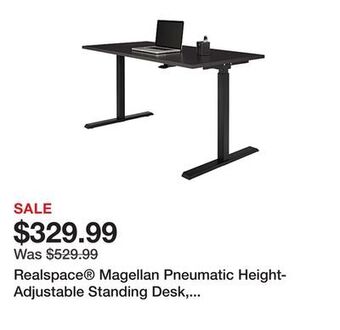 Office Depot Realspace® magellan pneumatic height-adjustable standing desk, 60w, espresso offer