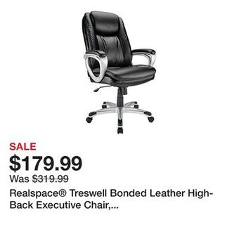 Office Depot Realspace® treswell bonded leather high-back executive chair, black/silver offer