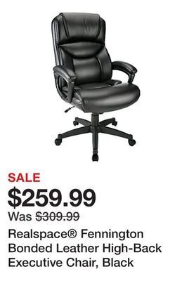 Office Depot Realspace® fennington bonded leather high-back executive chair, black offer