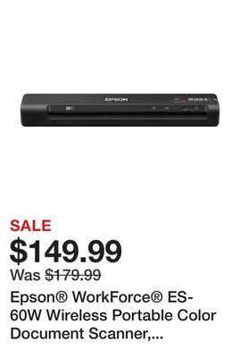 Office Depot Epson® workforce® es-60w wireless portable color document scanner, b11b253201 offer