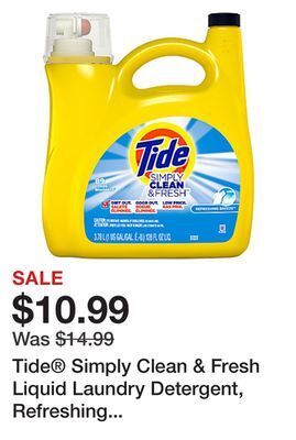 Office Depot Tide® simply clean & fresh liquid laundry detergent, refreshing breeze, 128 oz offer