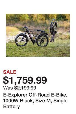 Tractor Supply Company E-explorer off-road e-bike, 1000w black, size m, single battery offer