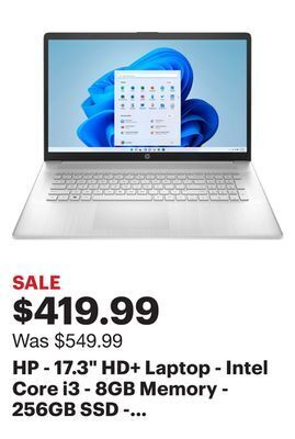 Best Buy Hp - 17.3 hd+ laptop - intel core i3 - 8gb memory - 256gb ssd - natural silver offer