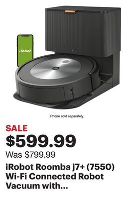 Best Buy Irobot roomba j7+ (7550) wi-fi connected robot vacuum with automatic dirt disposal - graphite offer