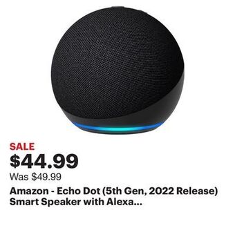 Best Buy Amazon - echo dot (5th gen, 2022 release) smart speaker with alexa - charcoal offer