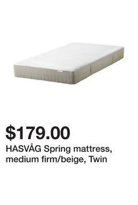 Ikea Hasvåg spring mattress, medium firm/beige, twin offer