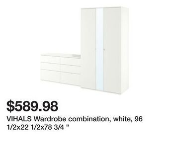 Ikea Vihals wardrobe combination, white, 96 1/2x22 1/2x78 3/4 offer