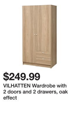 Ikea Vilhatten wardrobe with 2 doors and 2 drawers, oak effect offer