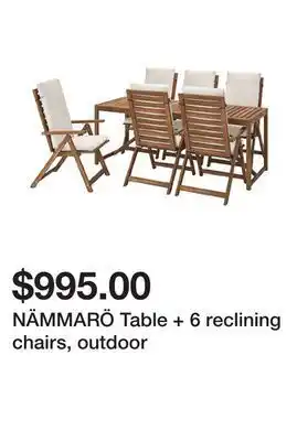 Ikea Nämmarö table + 6 reclining chairs, outdoor offer