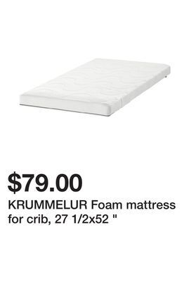 Ikea Krummelur foam mattress for crib, 27 1/2x52 offer