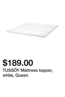 Ikea Tussöy mattress topper, white, queen offer