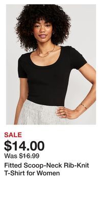 Old Navy Fitted scoop-neck rib-knit t-shirt for women offer