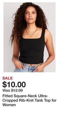 Old Navy Fitted square-neck ultra-cropped rib-knit tank top for women offer