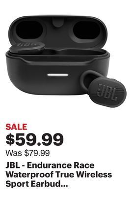 Best Buy Jbl - endurance race waterproof true wireless sport earbud headphones - black offer
