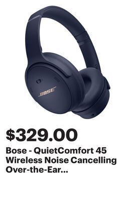 Best Buy Bose - quietcomfort 45 wireless noise cancelling over-the-ear headphones - midnight blue offer