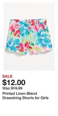 Old Navy Printed linen-blend drawstring shorts for girls offer