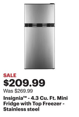 Best Buy Insignia™ - 4.3 cu. ft. mini fridge with top freezer - stainless steel offer