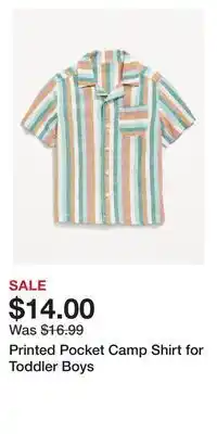 Old Navy Printed pocket camp shirt for toddler boys offer