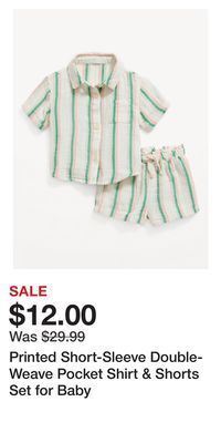 Old Navy Printed short-sleeve double-weave pocket shirt & shorts set for baby offer