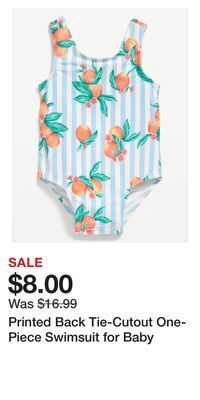 Old Navy Printed back tie-cutout one-piece swimsuit for baby offer