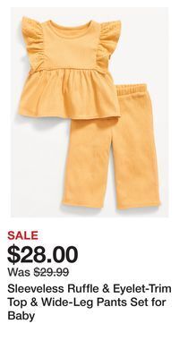 Old Navy Sleeveless ruffle & eyelet-trim top & wide-leg pants set for baby offer