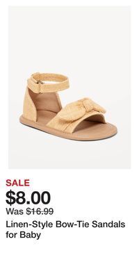 Old Navy Linen-style bow-tie sandals for baby offer