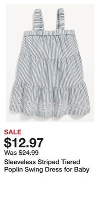 Old Navy Sleeveless striped tiered poplin swing dress for baby offer