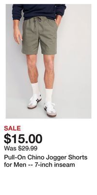 Old Navy Pull-on chino jogger shorts for men -- 7-inch inseam offer