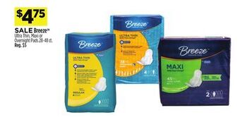 Dollar General Breeze™ ultra thin, maxi or overnight pads offer