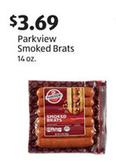 Aldi Parkview Smoked Brats 14 oz offer