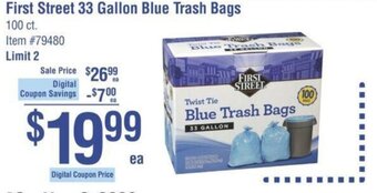 Smart & Final First Street 33 Gallon Blue Trash Bags offer