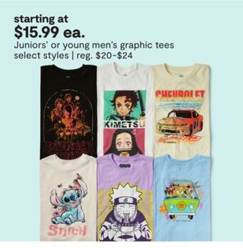 JC Penney Juniors' or young men's graphic tees offer