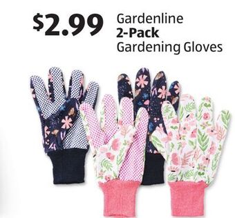 Aldi Gardenline 2-pack gardening gloves offer