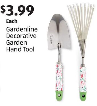 Aldi Gardenline decorative garden hand tool offer
