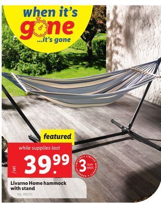 Lidl Livarno home hammock with stand offer