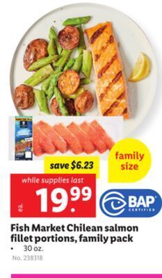 Lidl Fish market chilean salmon fillet portions, family pack offer