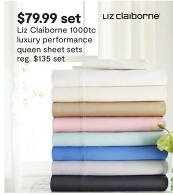 JC Penney Liz claiborne 1000tc luxury performance queen sheet sets offer