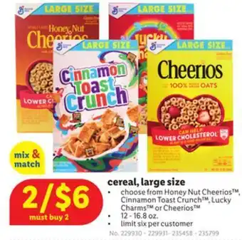 Lidl Cereal, large size offer