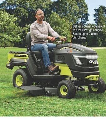The Home Depot Ryobi® 80v hp brushless 42 riding mower 10.0ah kit offer