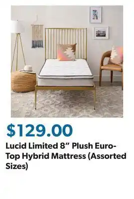 Sam's Club Lucid limited 8 plush euro-top hybrid mattress (assorted sizes) offer
