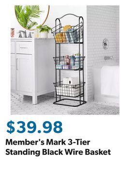 Sam's Club Member's mark 3-tier standing black wire basket offer
