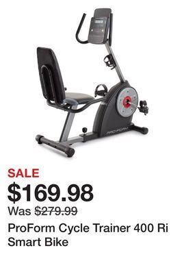 Dick's Sporting Goods Proform cycle trainer 400 ri smart bike offer
