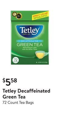 Walmart Tetley decaffeinated green tea offer