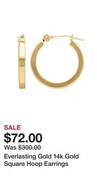 Kohl's Everlasting gold 14k gold square hoop earrings offer