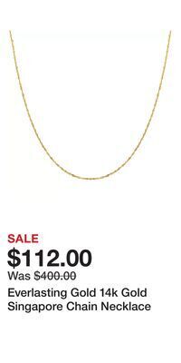 Kohl's Everlasting gold 14k gold singapore chain necklace offer