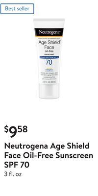 Walmart Neutrogena age shield face oil-free sunscreen spf 70 offer